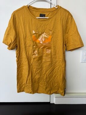 Fendi Mustard Yellow Short-Sleeve Logo Tee size 52